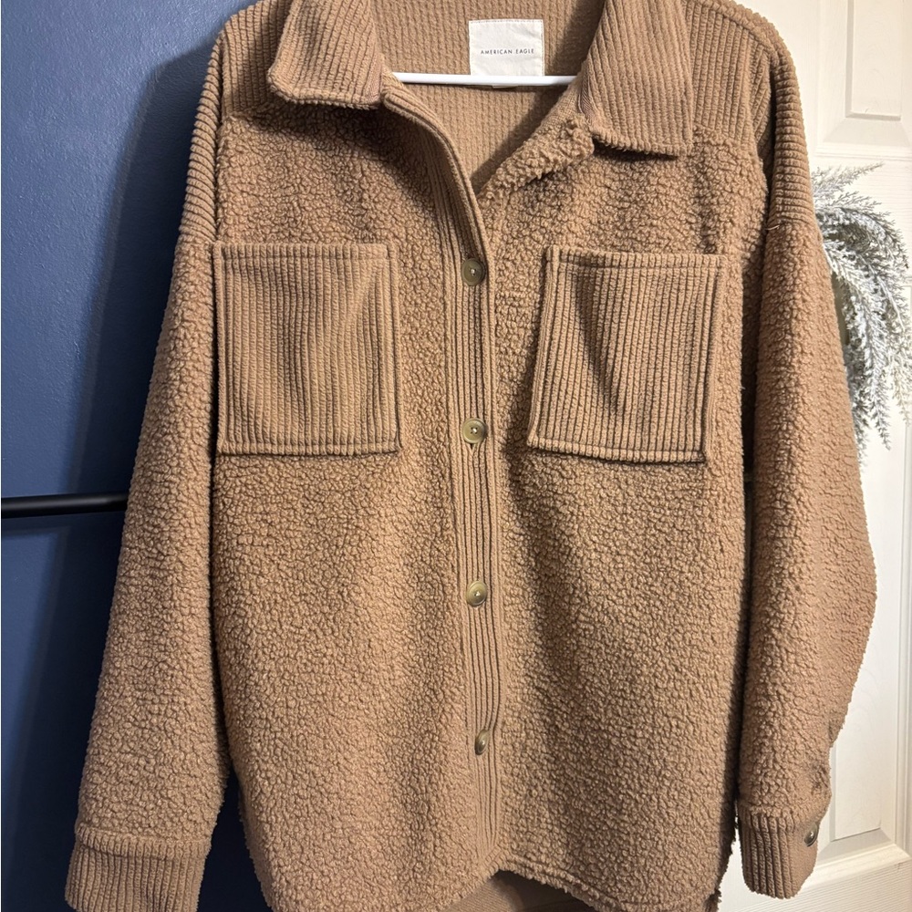 American Eagle Outfitters Tan Teddy Jacket